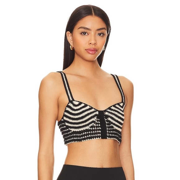 Lovers And Friends Tropica Knit Top in Black and Tan - Picture 2 of 7